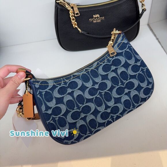 NWT Limited Coach Large Teri Crossbody Bag In Signature Denim CAF82 - Picture 3 of 9